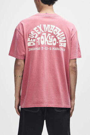 oversized T-shirt met backprint roze