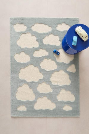 kindervloerkleed blauw/off white (170x120cm)