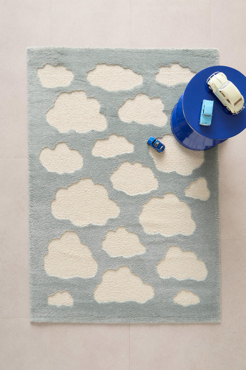 NOUS Kids kindervloerkleed blauw/off white (170x120cm)