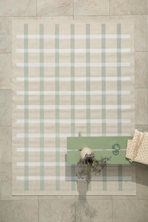 vloerkleed binnen en buiten zand/petrol (290x200 cm)