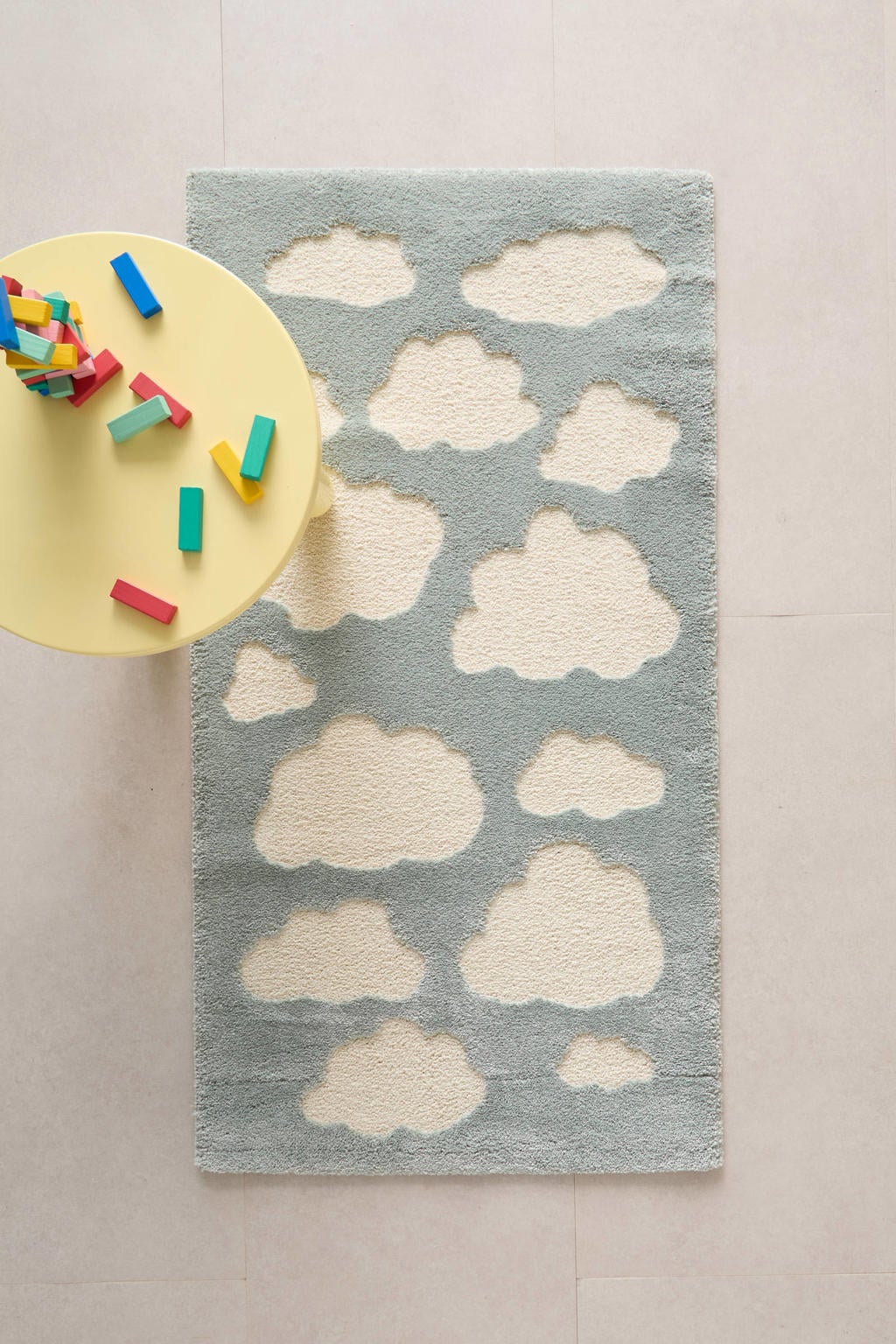 NOUS Kids kindervloerkleed blauw/off white (150x80cm)