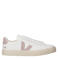 Veja Campo leren sneakers wit/lichtroze