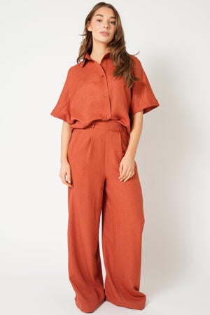 wide leg high waist broek terra