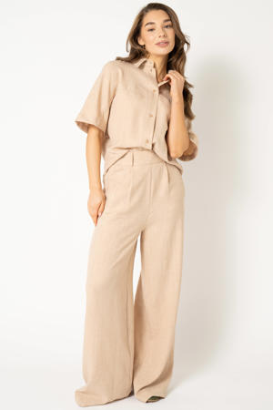 wide leg high waist broek crème