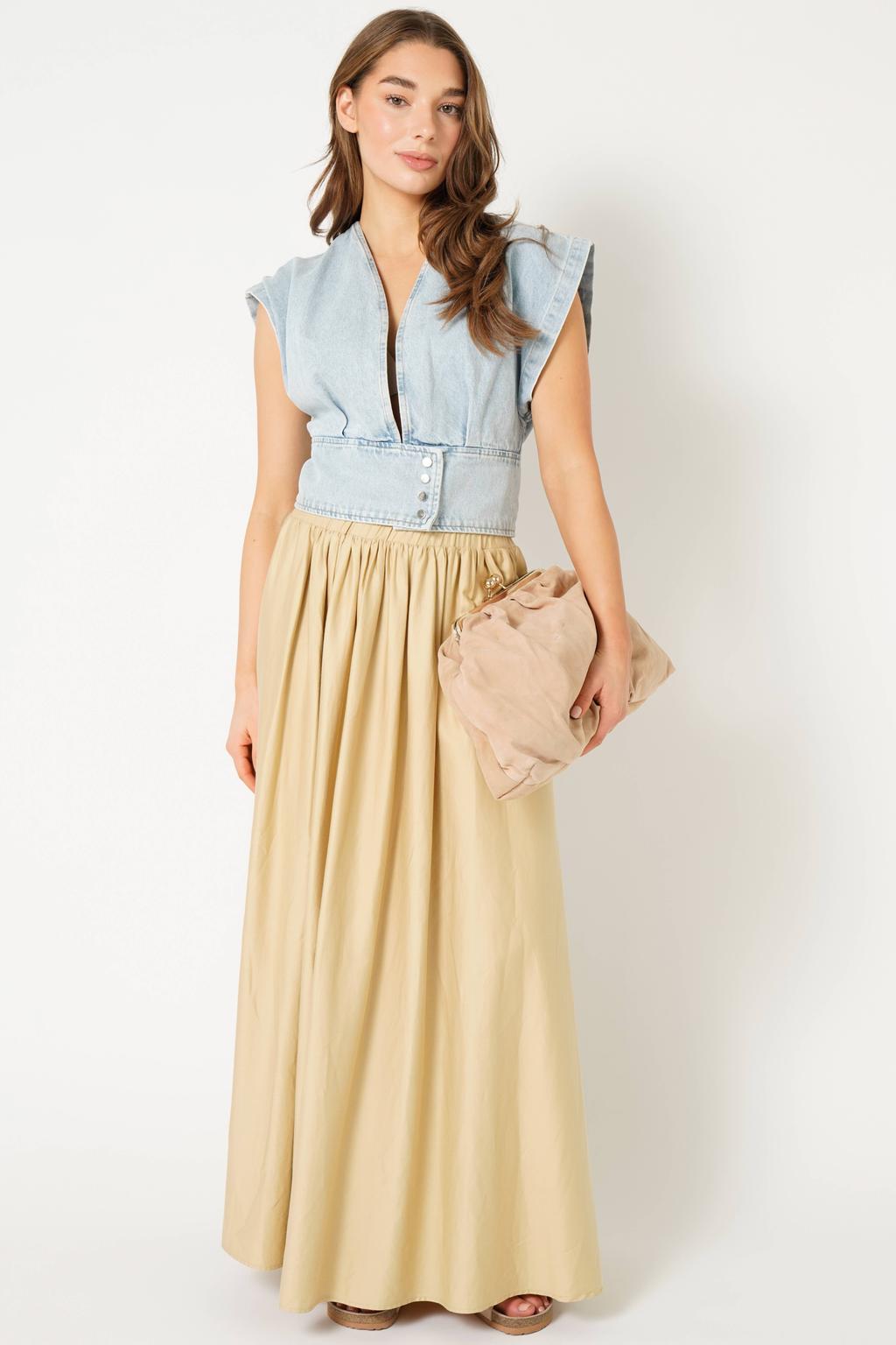 Crème dames Est'seven maxi rok gemaakt van viscose