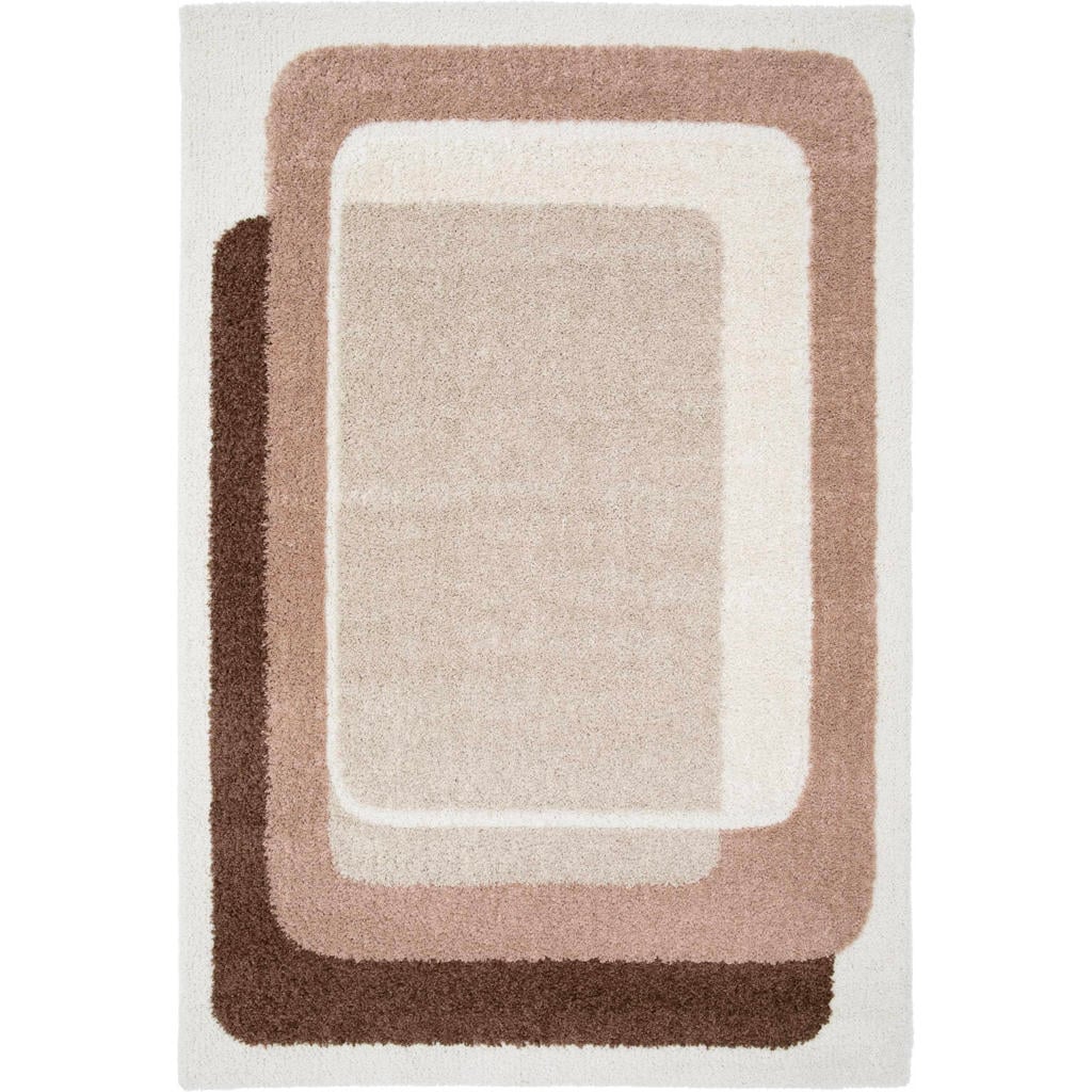 NOUS Living vloerkleed crème/oudroze/donkerbruin (290x200 cm)
