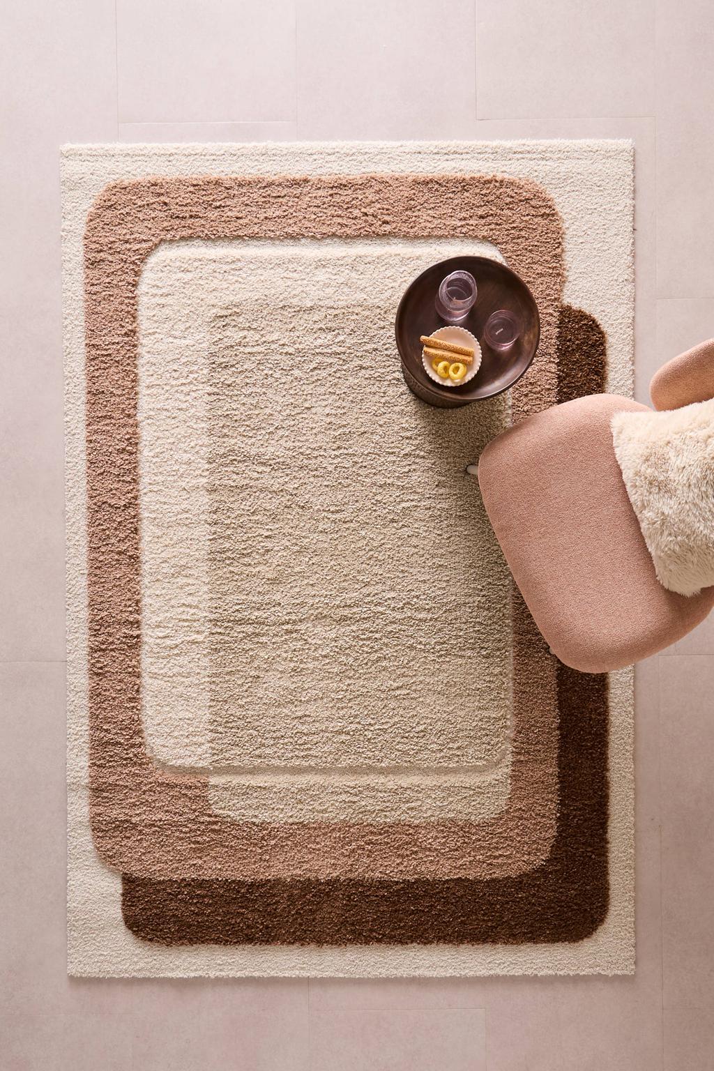 NOUS Living vloerkleed crème/oudroze/donkerbruin (230x160 cm)