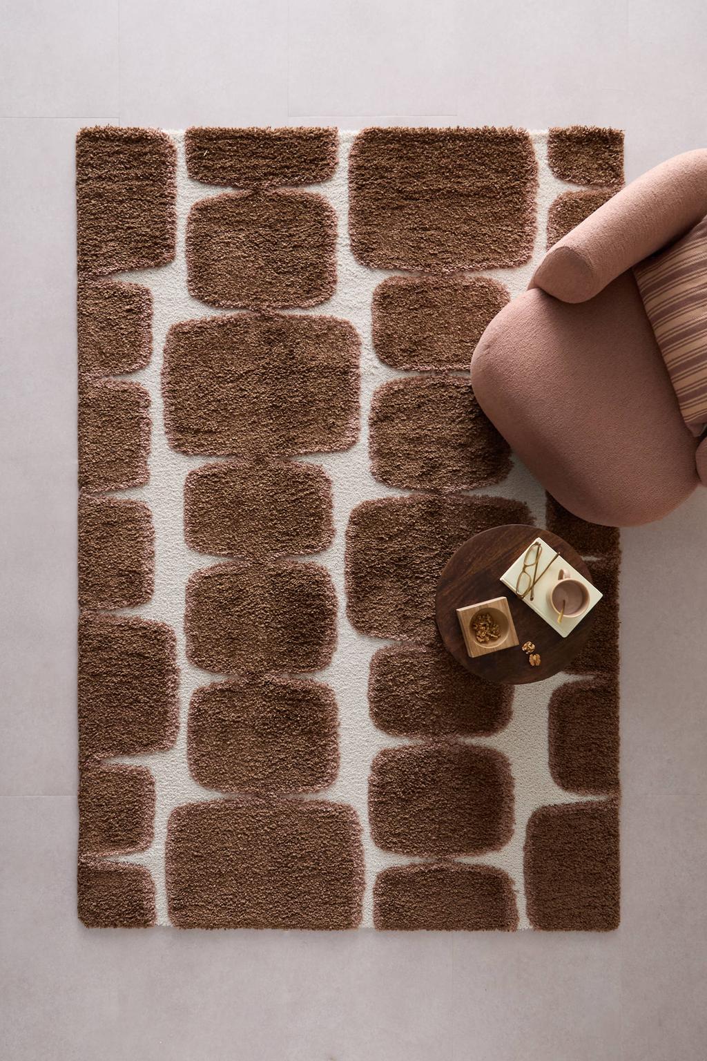 NOUS Living vloerkleed crème/donkerbruin (230x160 cm)