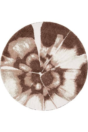 vloerkleed rond oudroze/donkerbruin (Ø160 cm)