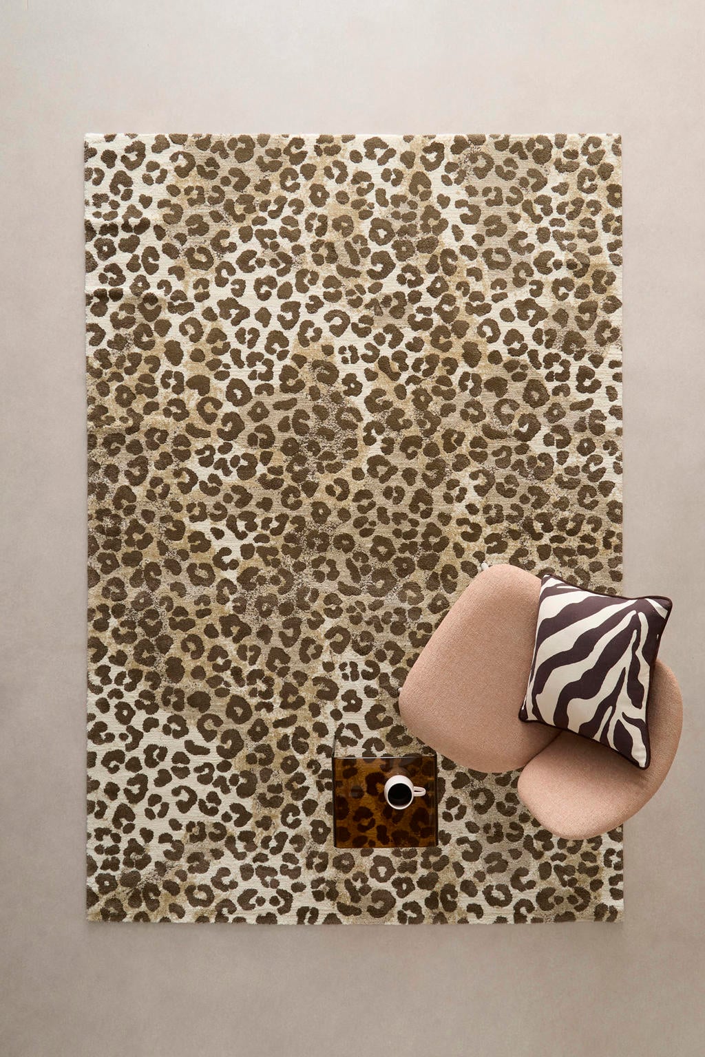 NOUS Living vloerkleed panterprint bruin (290x200 cm)