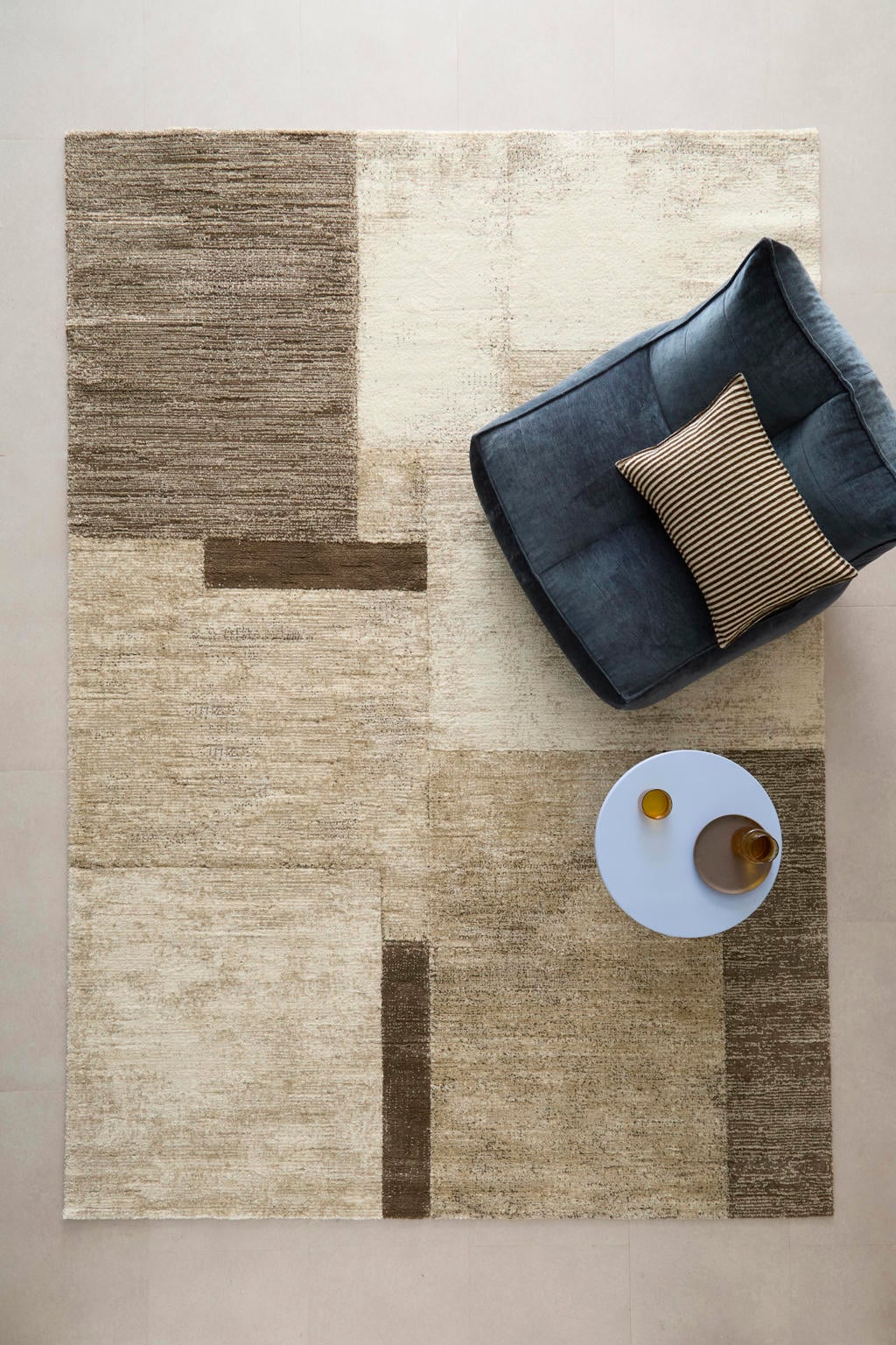 NOUS Living vloerkleed crème/donkerbruin (340x240 cm)
