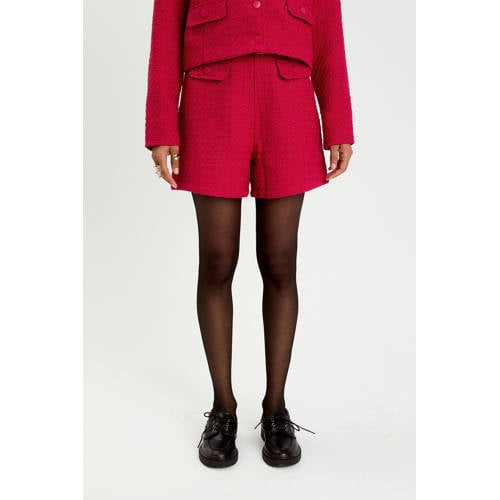 Cache Cache tweed regular high waist casual short rood afbeelding