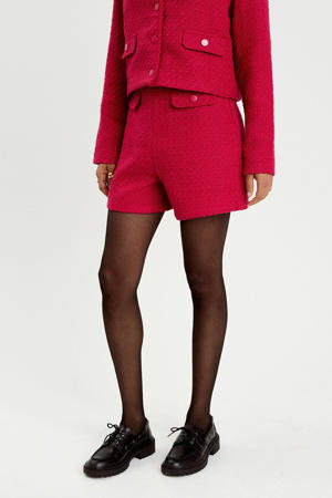 tweed regular high waist casual short rood