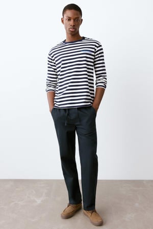 linnen pantalon donkerblauw