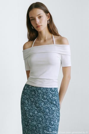 gebloemde maxi rok blauw