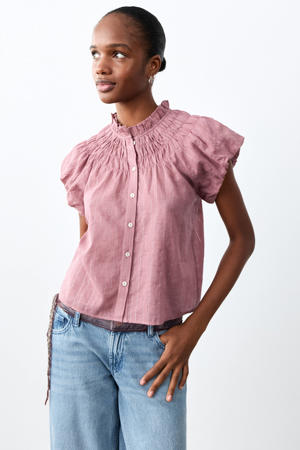 blouse met krijtstreep roze