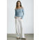 MANGO TEEN off shoulder top lichtblauw fijn gebreid