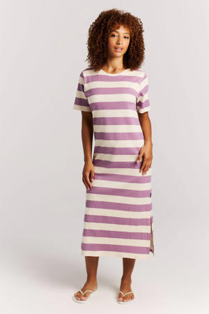 gestreepte midi jurk lila