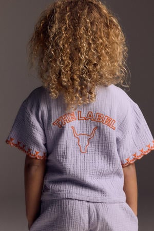 T-shirt met backprint lila broderie