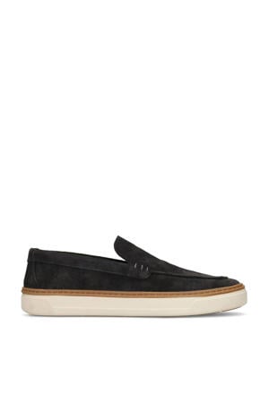 suède loafers donkerblauw