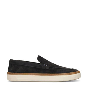 suède loafers donkerblauw