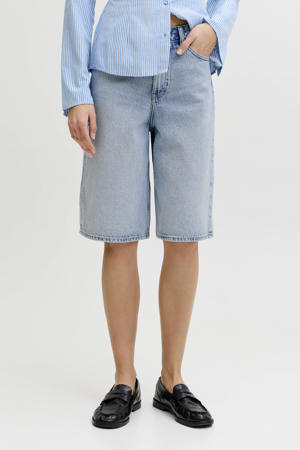 wide leg high waist short light blue denim