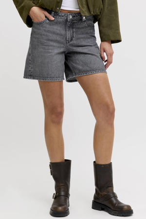 regular waist short grey denim
