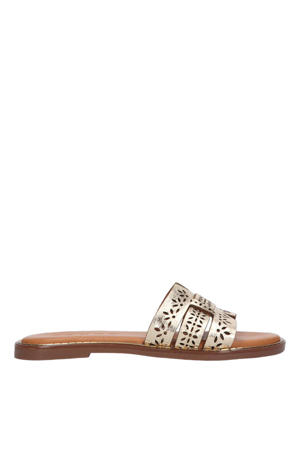 leren slippers goud