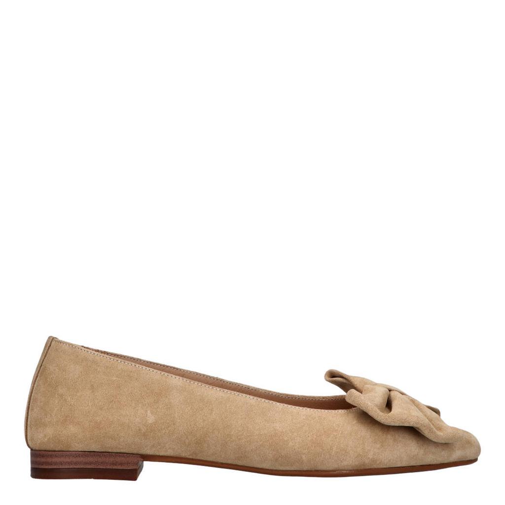 Beige dames Tango Duna 3 m suède loafers met strikje