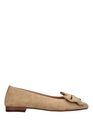 Duna 3 m suède loafers met strikje beige