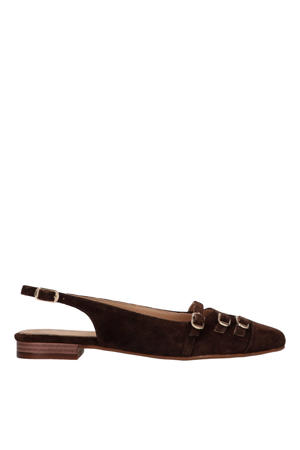 Duna 4 k suède slingback loafers donkerbruin