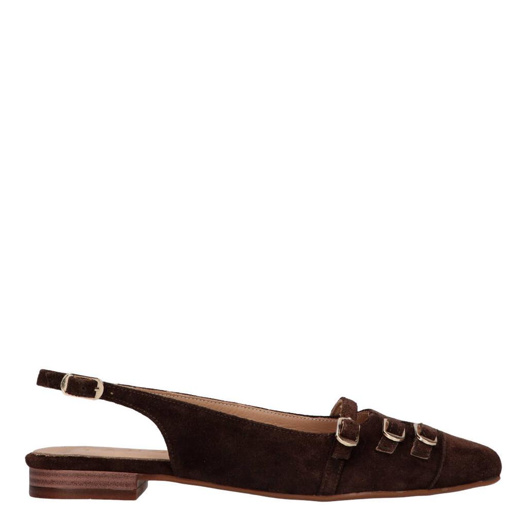 Donkerblauwe dames Tango Duna 4 k suède slingback loafers met gesp