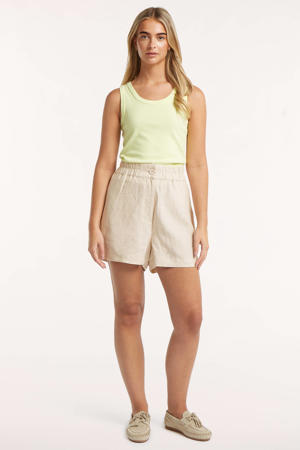regular high waist casual short beige
