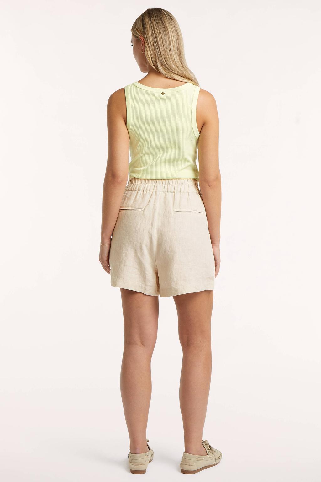 Beige dames Circle of Trust regular high waist casual short van viscose met elastische tailleband en effen