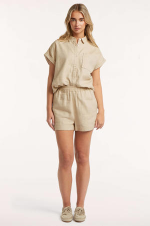 regular waist casual short met linnen camel