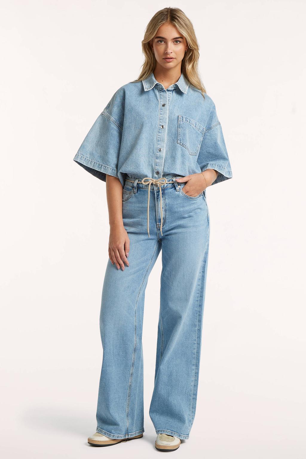 Medium blue denim dames Circle of Trust regular waist regular fit jeans van denim met effen