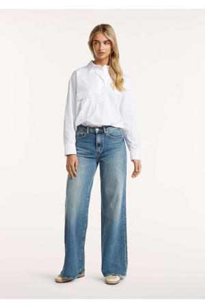 wide leg jeans medium blue denim