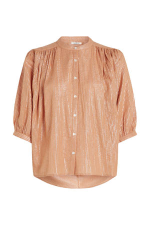 gestreepte blouse met linnen oranje