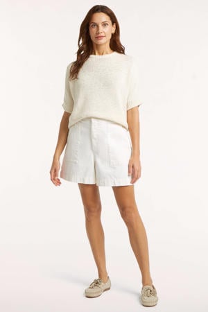 regular high waist denim short ecru