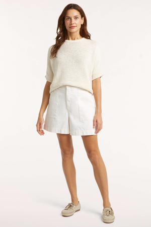 regular high waist denim short ecru