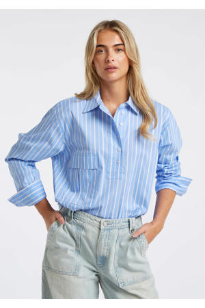 gestreepte blousetop blauw