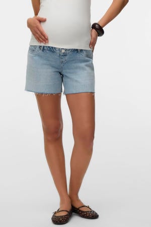 regular high waist zwangerschaps short light blue denim