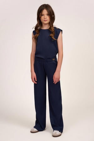 wide leg casual broek donkerblauw