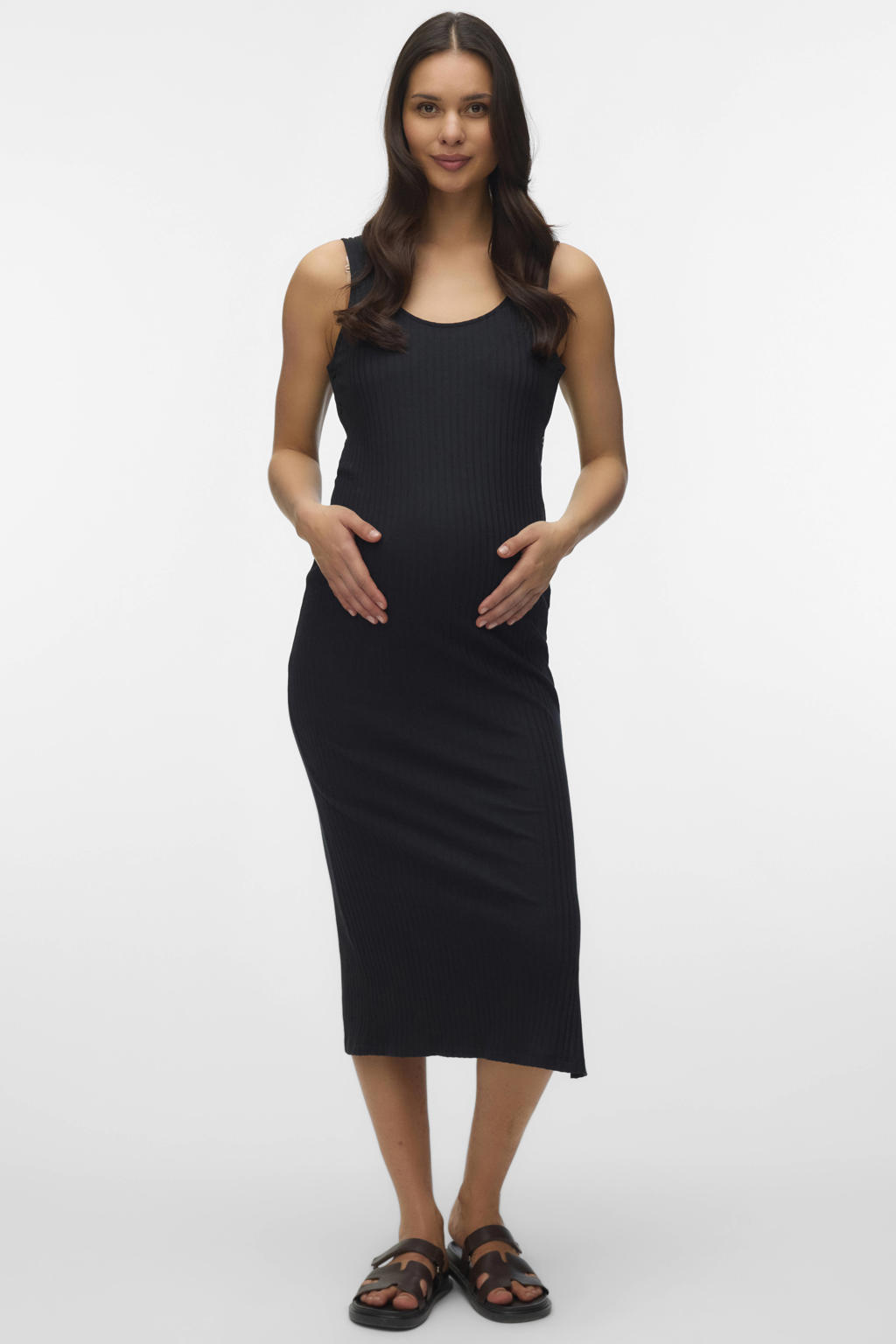 MAMALICIOUS bodycon zwangerschapsjurk midi zwart