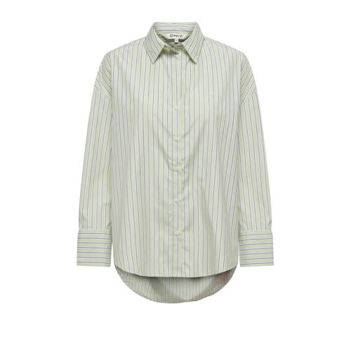 ONLY gestreepte blouse lichtgroen afbeelding