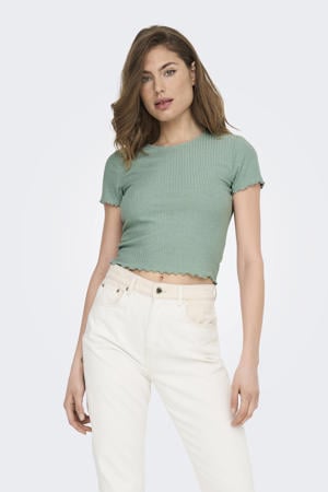cropped top rib gebreid