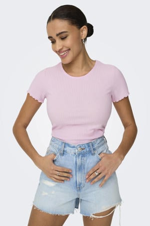 cropped top rib gebreid