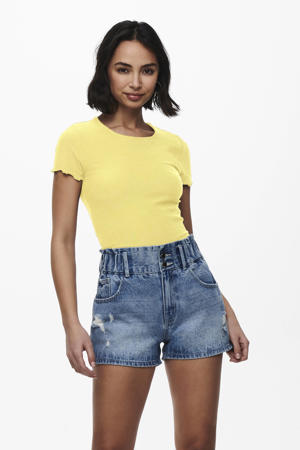 cropped top rib gebreid