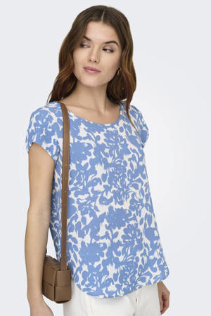 blousetop lichtblauw/wit
