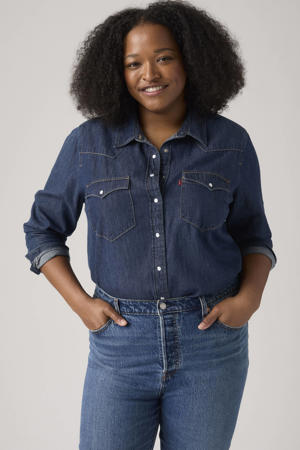 denim blouse dark blue denim